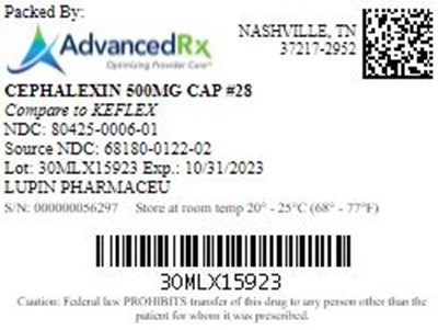 Cephalexin 500mg Cap Qty 28 NDC 80425 0006